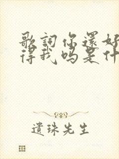 歌词你还好吗记得我吗是什么歌