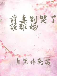 前妻别哭了是你说离婚