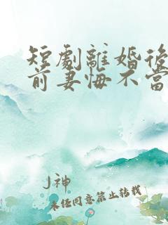 短剧离婚后冷傲前妻悔不当初