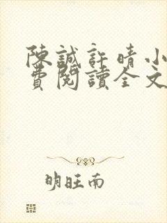 陈诚许晴小说免费阅读全文最新章节