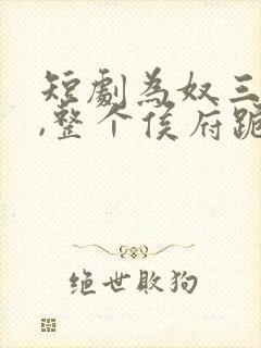 短剧为奴三年后,整个侯府跪着求我原谅