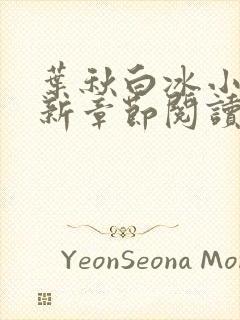 叶秋白冰小说最新章节阅读