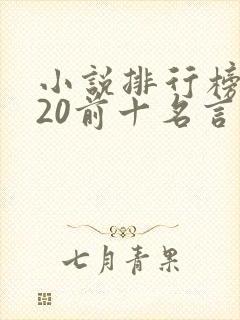 小说排行榜2020前十名言情校园