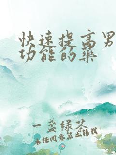 快速提高男性性功能的药