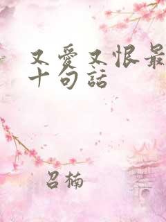 又爱又恨最经典十句话
