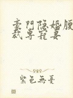 豪门隐婚腹黑总裁专宠妻