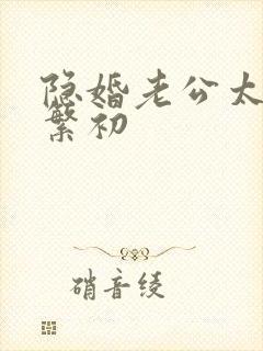 隐婚老公太神秘繁初