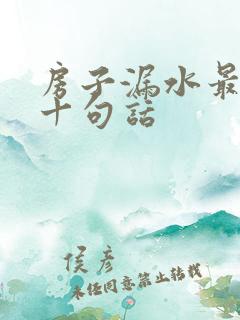 房子漏水最经典十句话