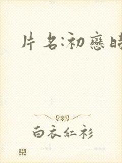 片名:初恋时间