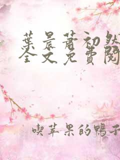 叶晨萧初然小说全文免费阅读全部