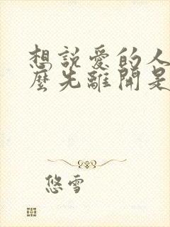 想说爱的人为什么先离开是什么歌