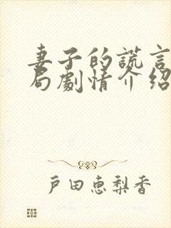 妻子的谎言大结局剧情介绍