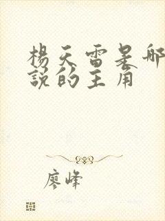 杨天雷是哪部小说的主角