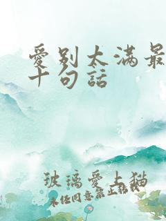 爱别太满最经典十句话