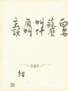 主角叫苏白的小说叫什么名字