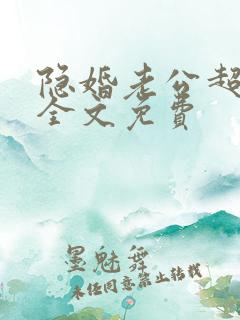 隐婚老公超给力全文免费
