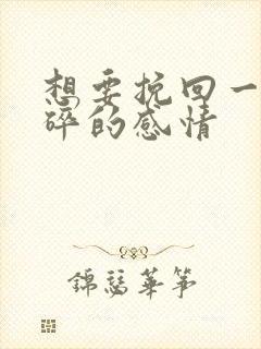 想要挽回一段破碎的感情