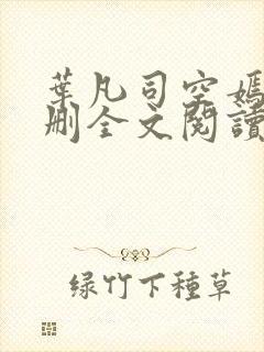 叶凡司空嫣然无删全文阅读