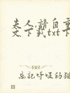 夫人,请自重全文下载txt下载