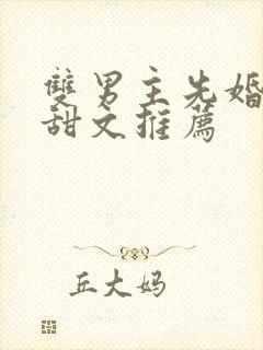 双男主先婚后爱甜文推荐