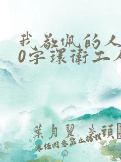 我敬佩的人300字环卫工人