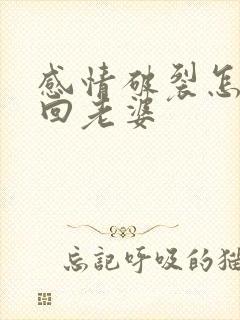 感情破裂怎么挽回老婆