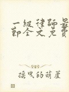 一级律师最新章节全文免费阅读