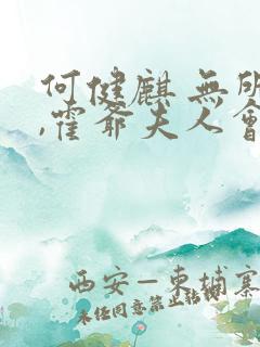 何健麒 无所谓,霍爷夫人会出手