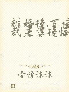 离婚后,百亿总裁老婆后悔了秦文婷