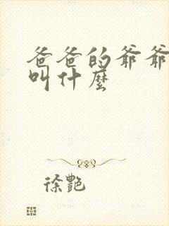 爸爸的爷爷奶奶叫什么