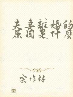 夫妻离婚的主要原因是什么