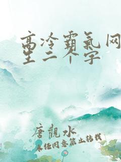 高冷霸气网名女生二个字