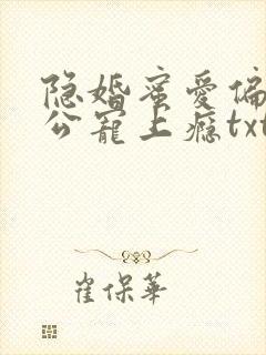 隐婚蜜爱偏执老公宠上瘾txt