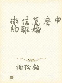 微信怎么申请预约离婚