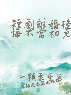 短剧离婚后前妻悔不当初免费观看