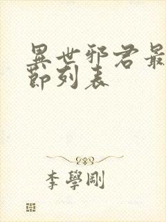 异世邪君最新章节列表