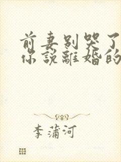 前妻别哭了,是你说离婚的