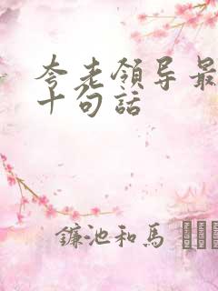 夸老领导最经典十句话