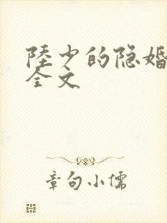 陆少的隐婚罪妻全文