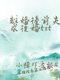 离婚后前夫哭着求复婚txt