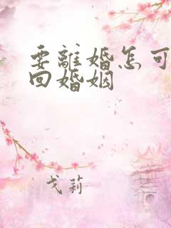 要离婚怎可以挽回婚姻