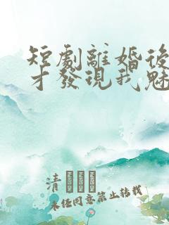 短剧离婚后前妻才发现我魅力四射演员表