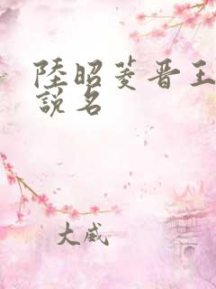 陆昭菱晋王的小说名