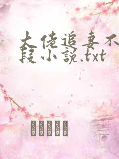 大佬追妻不择手段小说.txt