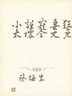 小说宠妻狂魔别太坏全文免费阅读