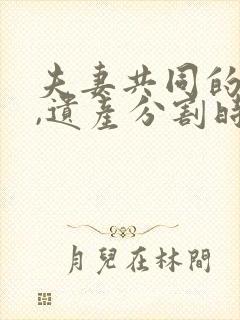 夫妻共同的财产,遗产分割时