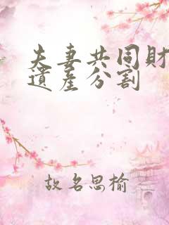 夫妻共同财产 遗产分割