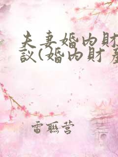 夫妻婚内财产协议(婚内财产约定)