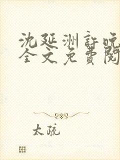 沈延洲许晚小说全文免费阅读