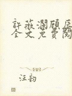 许薇澜顾辰小说全文免费阅读